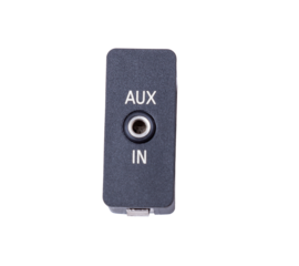 aux port for connecting multimedia players in luxury car on white isolated background