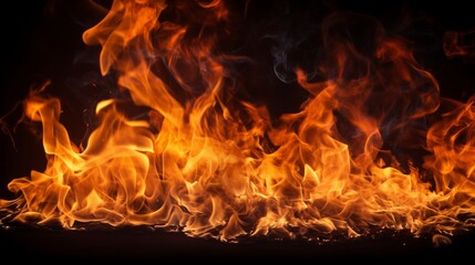 Fire flames on black background