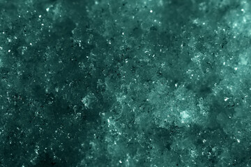 濃く暗い青緑色のシャーベット状の雪テクスチャー。 - obrazy, fototapety, plakaty