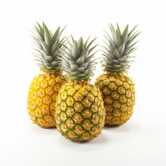 Tropical Elegance Stunning Visuals Featuring Whole or Sliced Pineapples on a Pristine White Background