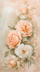 Obraz na płótnie Canvas Flowers boho watercolor background. Wallpaper for mobile. 