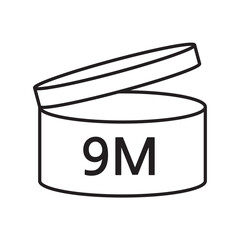 PAO cosmetic icon, mark of period after opening. Expiration time after package opened, white label. 9 month expirity on white background, vector illustration. eps. jpg. png