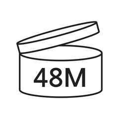 PAO cosmetic icon, mark of period after opening. Expiration time after package opened, white label. 48 month expirity on white background, vector illustration. eps. jpg. png