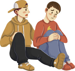 Boy Supports His Bullied Friend Illustration