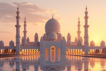 beautiful mosque against a pure serene and divine atmosphere professional photography - obrazy, fototapety, plakaty