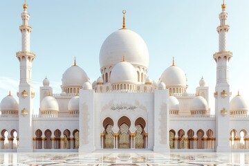 Fototapeta na wymiar beautiful mosque against a pure serene and divine atmosphere professional photography