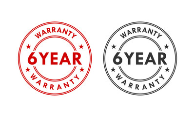 6 years and lifetime warranty label template illustration