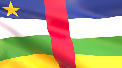 3D render - the national flag of the Central African Republic fluttering in the wind