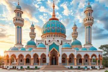 beautiful mosque against a pure serene and divine atmosphere professional photography