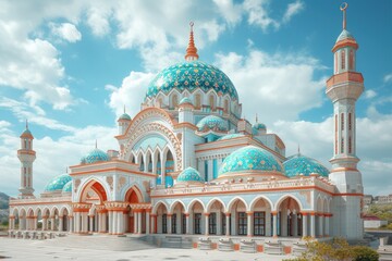 Fototapeta na wymiar beautiful mosque against a pure serene and divine atmosphere professional photography