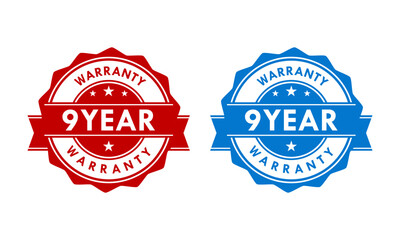9 years and lifetime warranty label template illustration