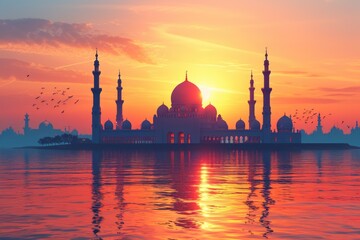 Obraz premium islamic greeting card for Ramadan kareem or ied mubarak background