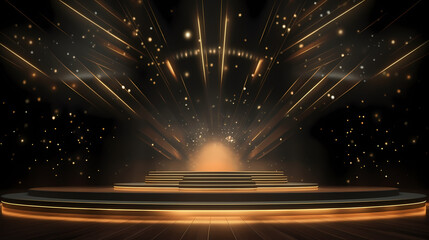 3D golden luxury elements for award ceremony background and podium