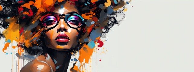 Abstract portrait of a beautiful black woman. AI generated image.