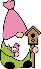 spring garden gnome in cartoon style vector
