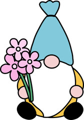 spring garden gnome in cartoon style vector