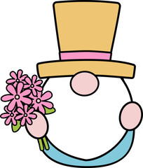 spring garden gnome in cartoon style vector