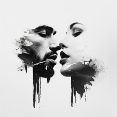 Fototapeta premium Capturing love's essence: a celebration of kisses on kissing day, an intimate showcase of tender moment, passionate connection, affectionate expressions in language of love and romance