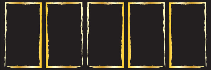 Golden grunge Textured Frames Collection. Vector rusty design template In blackground eps10.