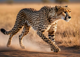photo wildlife cheetah running on savanna
