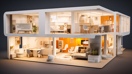 Interior design concept use of modular furniture, movable partitions, and adaptable layouts to create versatile spaces