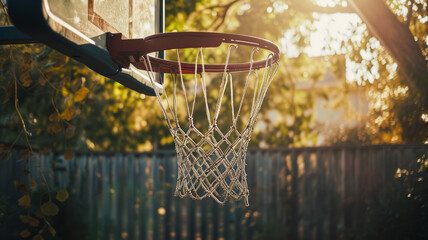 Basketball hoop at a local court. - obrazy, fototapety, plakaty