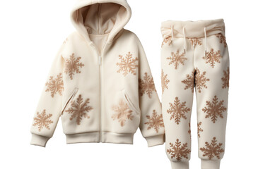 Fuzzy Sherpa Jacket and Snowflake Patterned Leggings on White Background