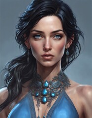 woman with blue eyes and black hair