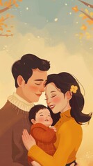 Happy Family background . Vertical background 