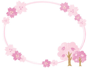 春の桜のイラストフレーム素材