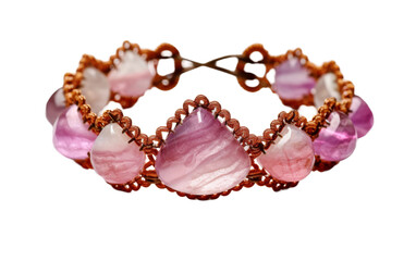Handcrafted Macrame Bracelet with Natural Stones on White Background