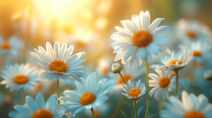 Fototapeta premium A beautiful, sun-drenched spring summer meadow. Natural colorful panoramic landscape