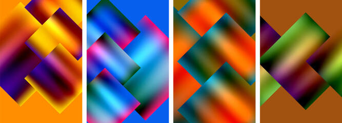 Colorful metal square abstract poster backgrounds