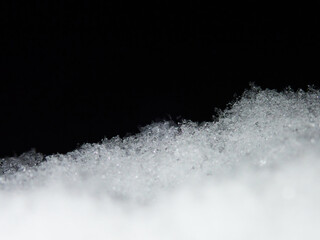 Close up of snow at night