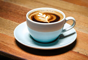 Obraz premium Coffee. Cup. Table. Drink. Beverage. Refreshment. Cafe. Morning. Espresso. Aroma. Relaxation. Hot. Caffeine. Coffee Break. Cozy. AI Generated.