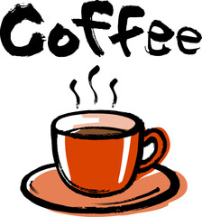 筆で手描きしたCoffeeの文字とイラスト
