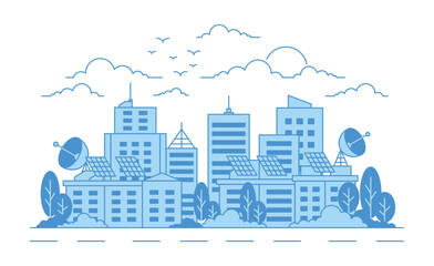 Line art city building vector illustration