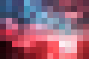 Dark red and blue pixel background, gradient abstract tile background. Rectangular colourful check pattern.