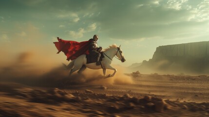 Galloping Prince: Noble Rider in Armor - obrazy, fototapety, plakaty