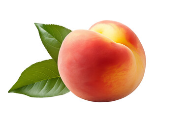 Standalone Juicy Peach on White Background.