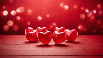 Red hearts on a red background ai image 