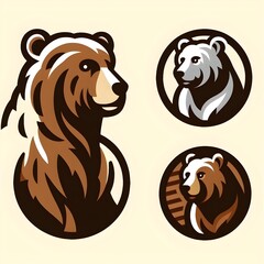 flat logo of Vector cut bear illustration. set of bear logo - obrazy, fototapety, plakaty