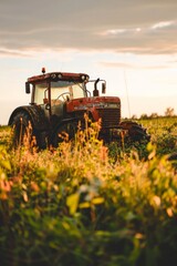 Fototapeta premium An agricultural tractor in a field