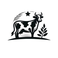 flat logo of Vector cow illustration