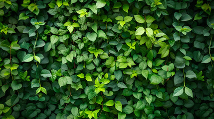 Fototapeta na wymiar Lush Green Leafy Wall Texture for Background or Wallpaper