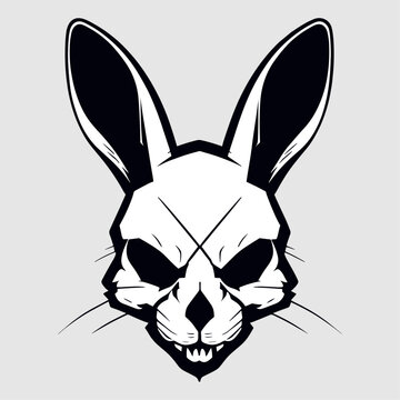 white rabbit skull head vector art