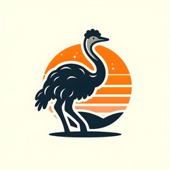 flat logo of Vector illustration of an ostrich - obrazy, fototapety, plakaty