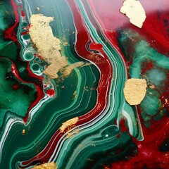 Close-Up of Green and Red Fluid Art Pattern