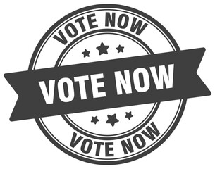 vote now stamp. vote now label on transparent background. round sign