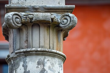 Close up of an old column and balusters